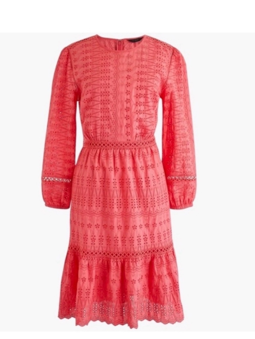 J. Crew Coral Eyelet Tiered Cotton Dress—Sz 18